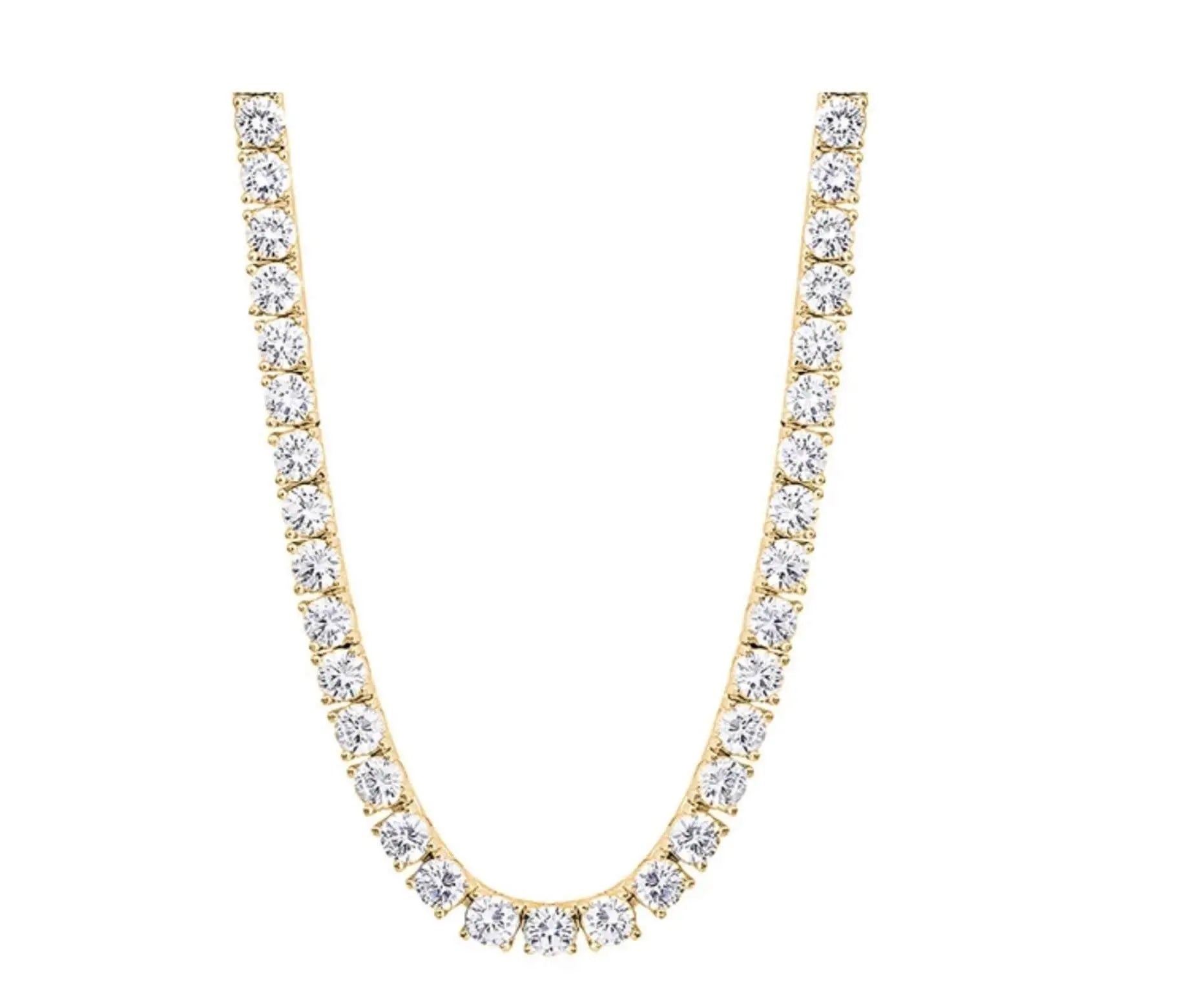 18K Gold Plated Cubic Zirconia Choker 16” Tennis Necklace - ADIRFINE 