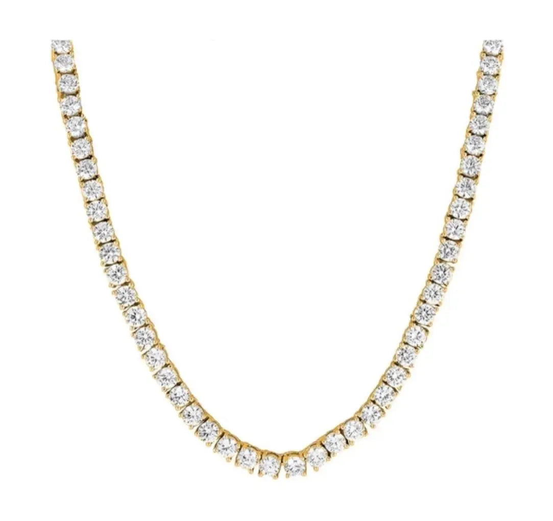 18K Gold Plated Cubic Zirconia Choker 16” Tennis Necklace - ADIRFINE 