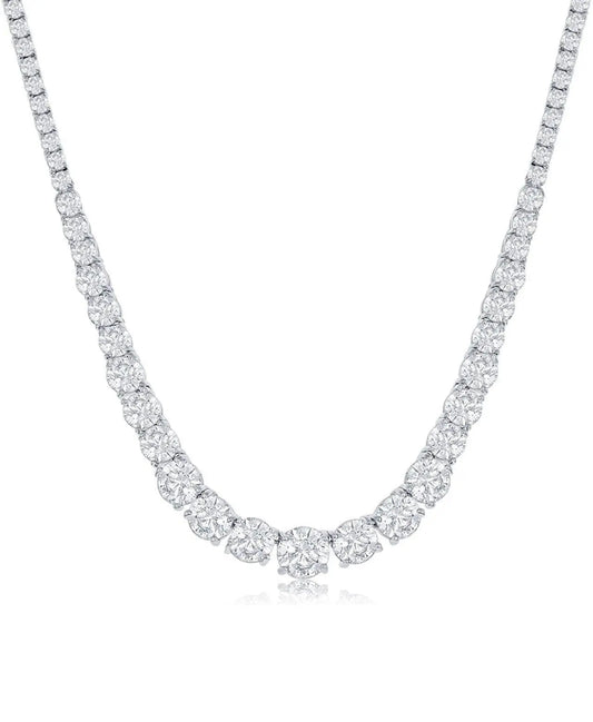 18K Gold Plated Cubic Zirconia Choker 17” Tennis Necklace - ADIRFINE 