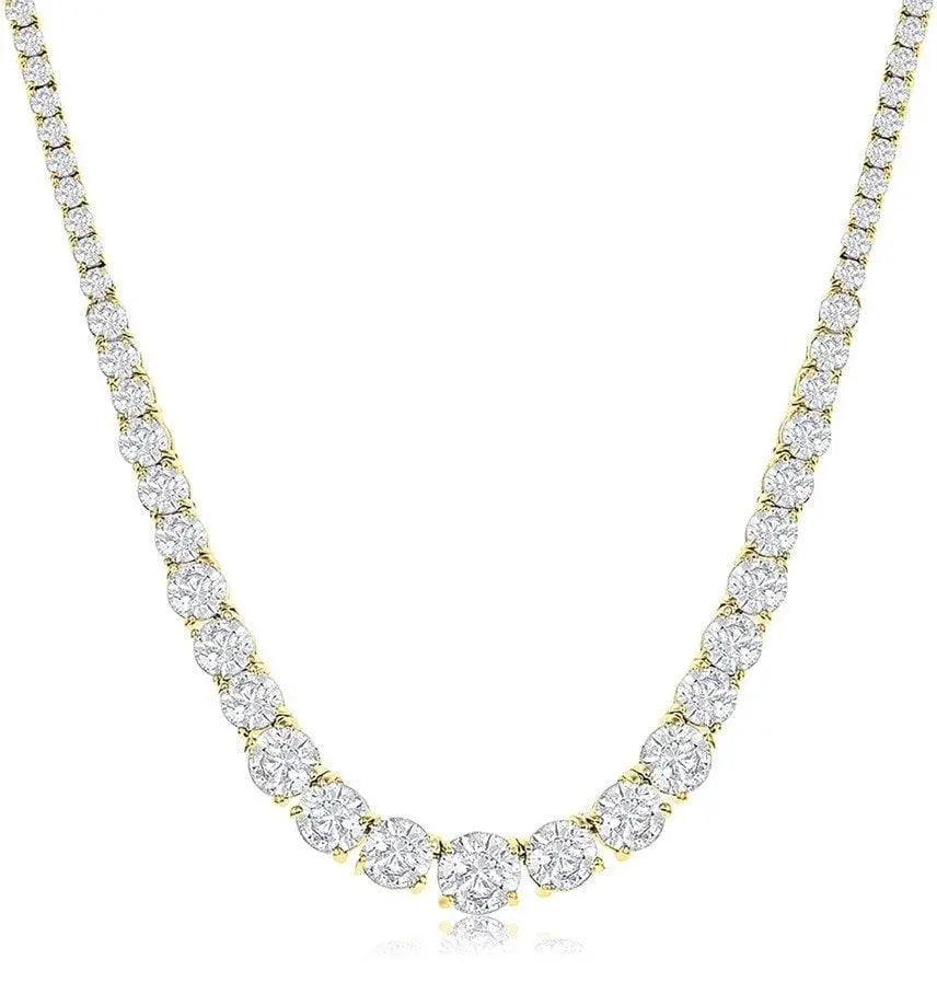 18K Gold Plated Cubic Zirconia Choker 17” Tennis Necklace - ADIRFINE 