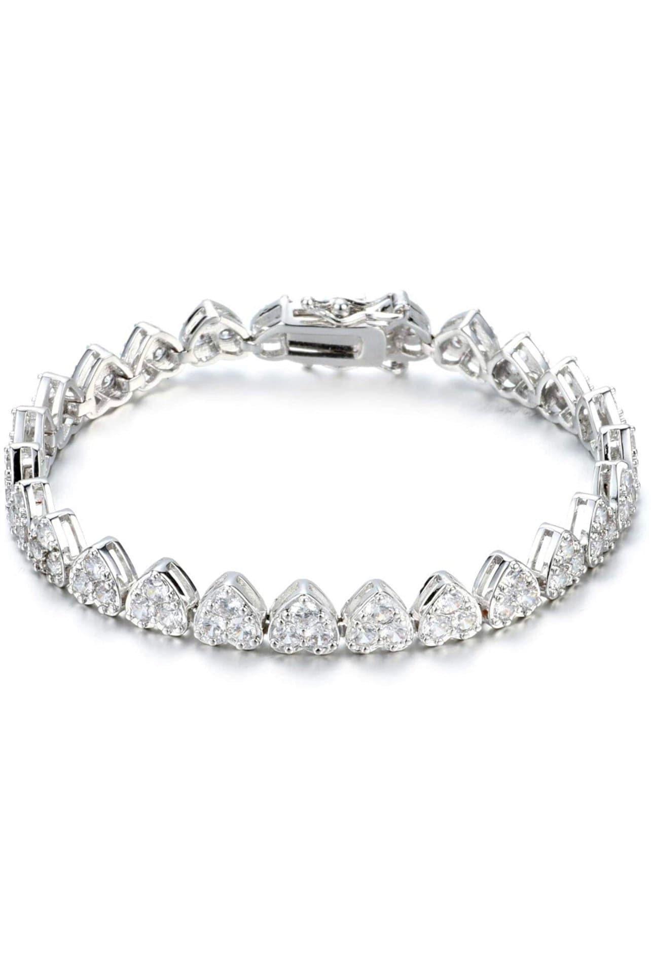 ADIRFINE 18K Gold Plated Cubic Zirconia Hearts Tennis Bracelet