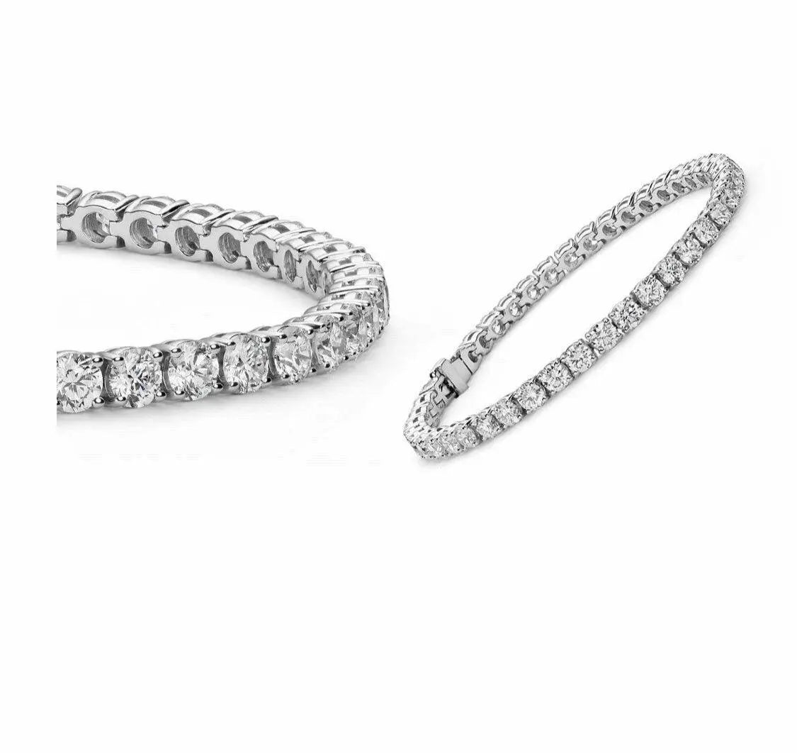 18K White Gold Plated Round Cubic Zirconia Tennis Bracelet - ADIRFINE 