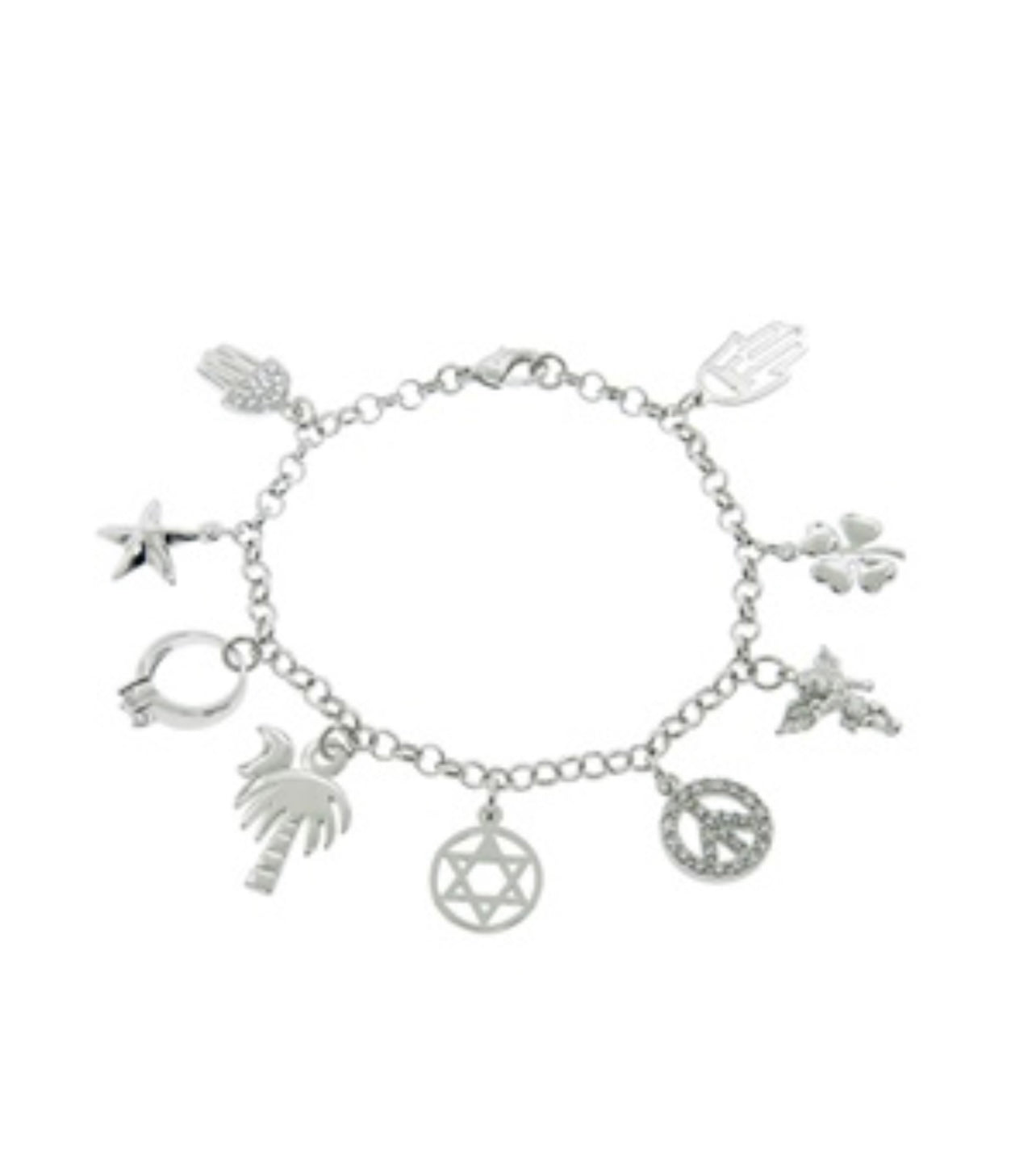 ADIRFINE 18K White Gold Plated Charm Bracelet