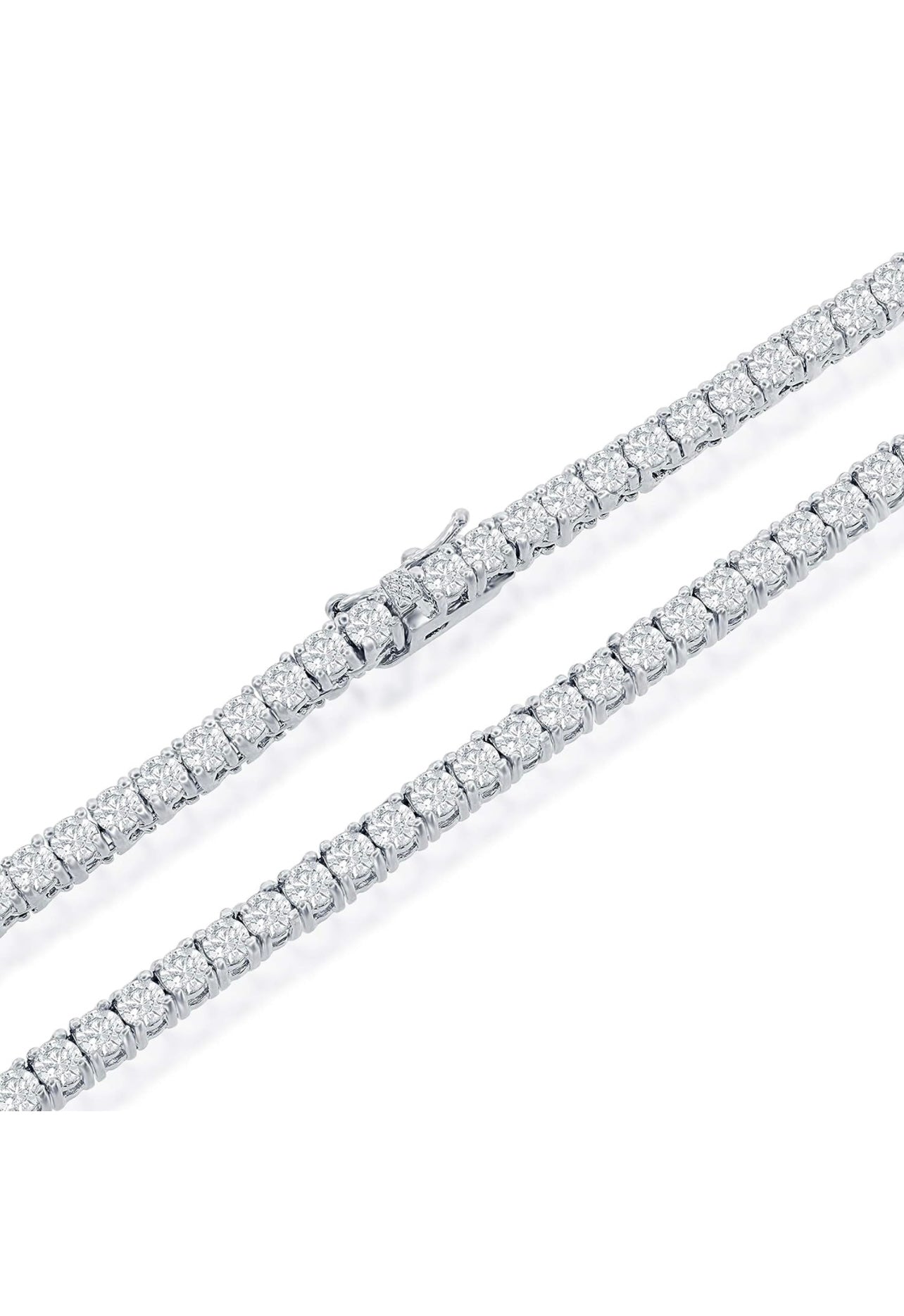 ADIRFINE 925 Sterling Silver Cubic Zirconia Choker Tennis Necklace