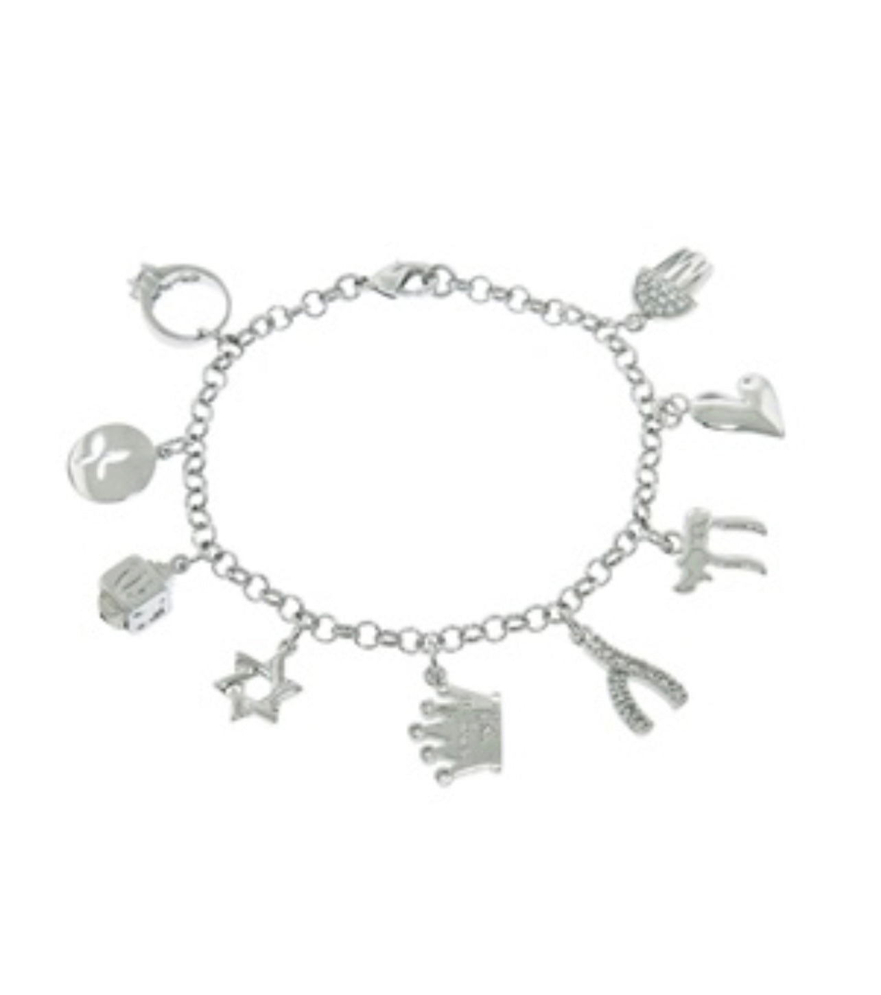 ADIRFINE 18K White Gold Plated Charm Bracelet