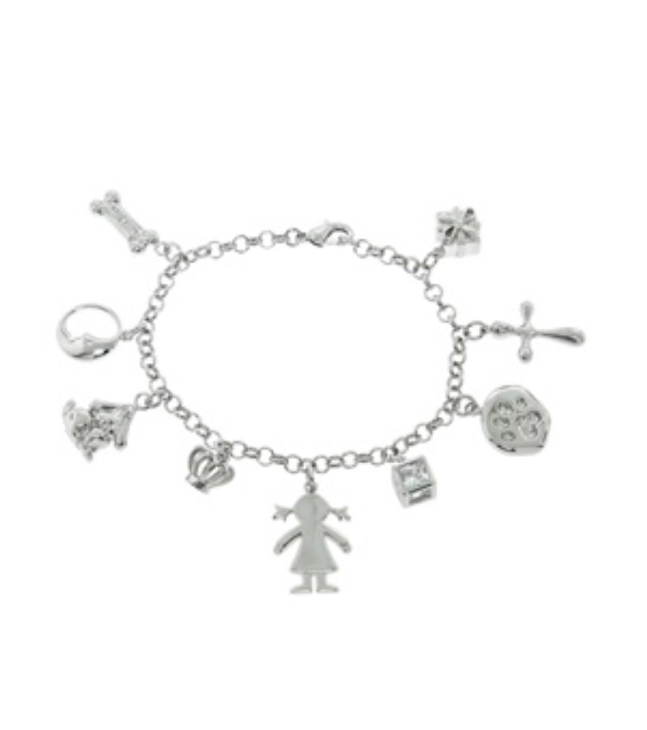 ADIRFINE 18K White Gold Plated Charm Bracelet