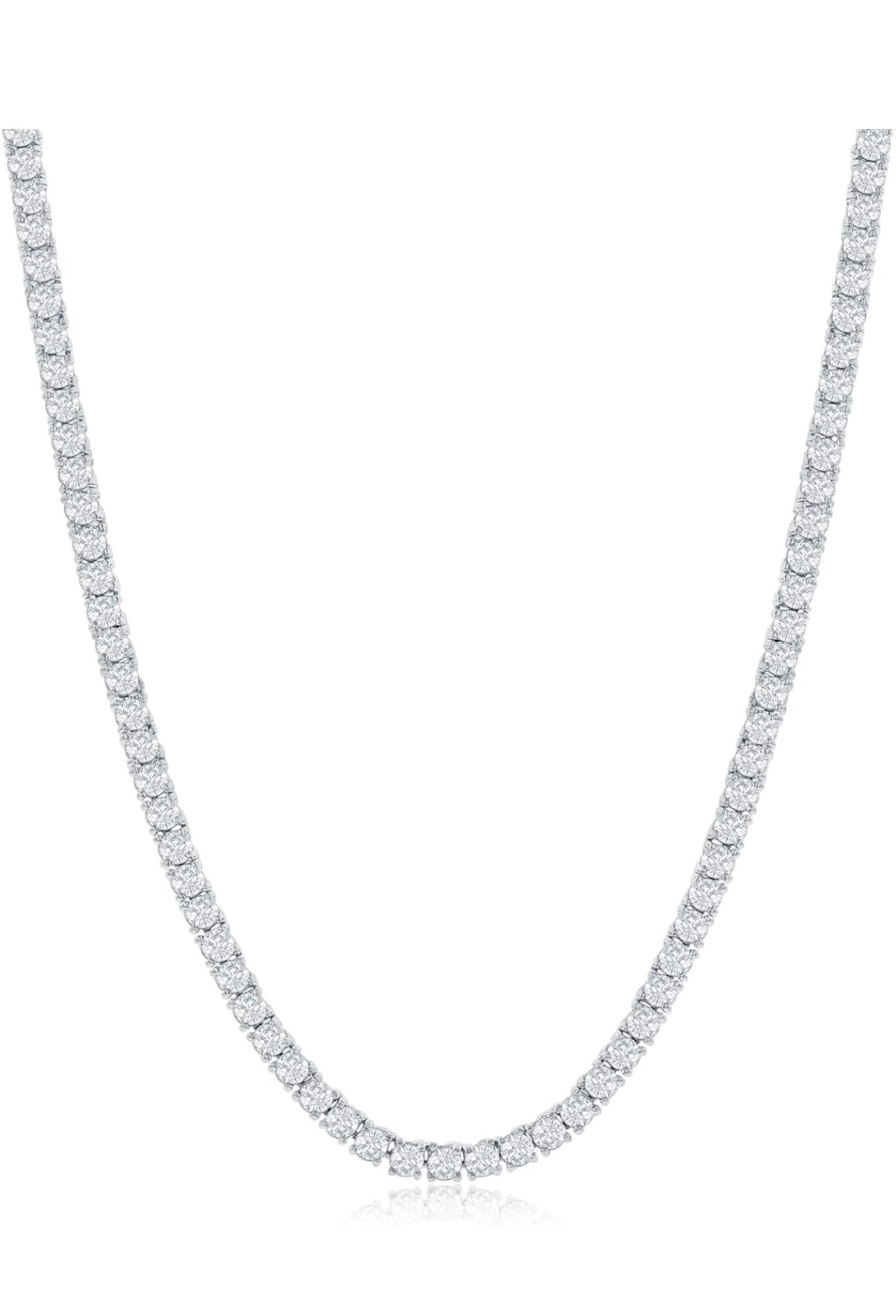 ADIRFINE 925 Sterling Silver Cubic Zirconia Choker Tennis Necklace