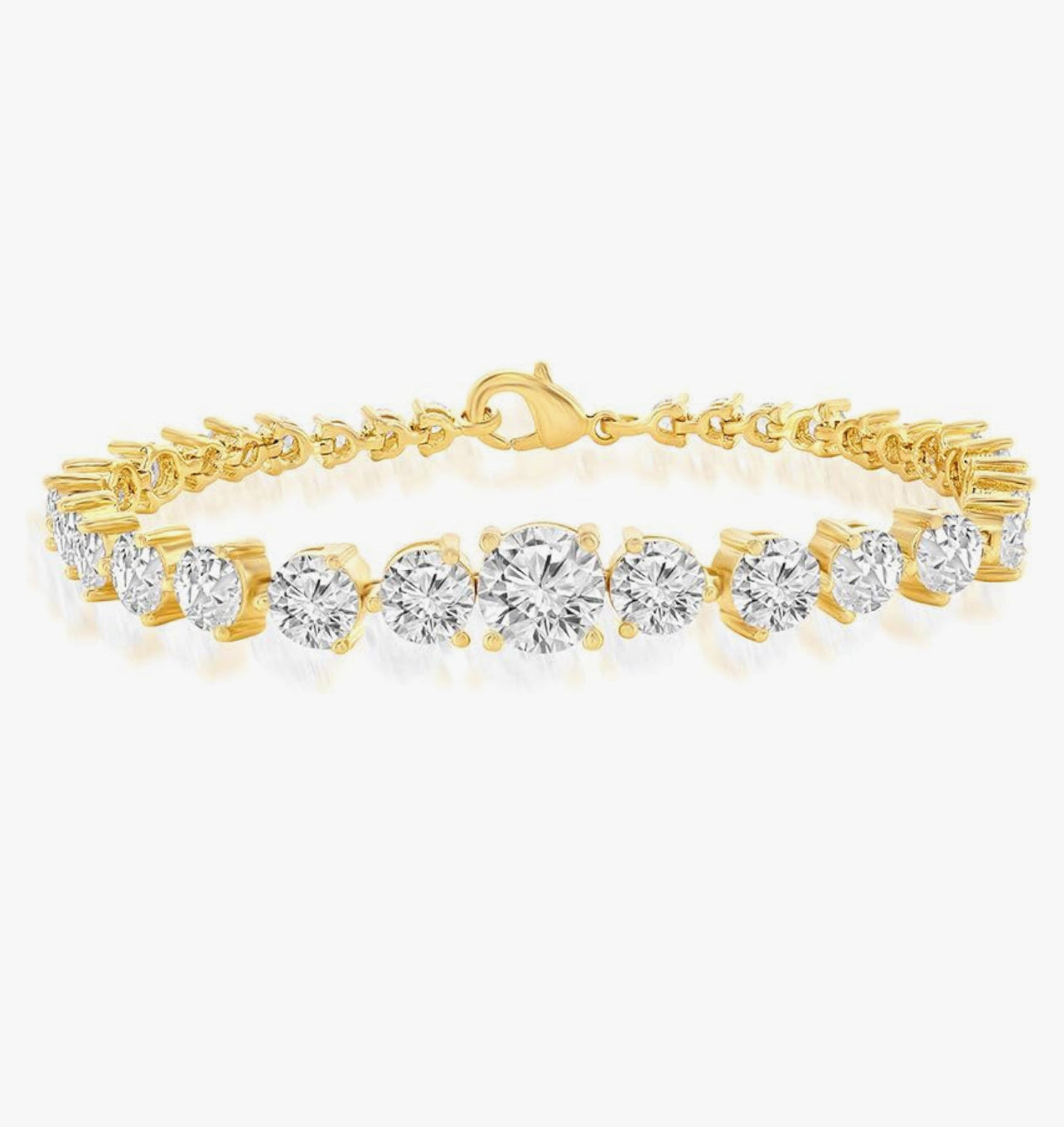 ADIRFINE 18K Gold Plated Graduated Cubic Zirconia Tennis Bracelet