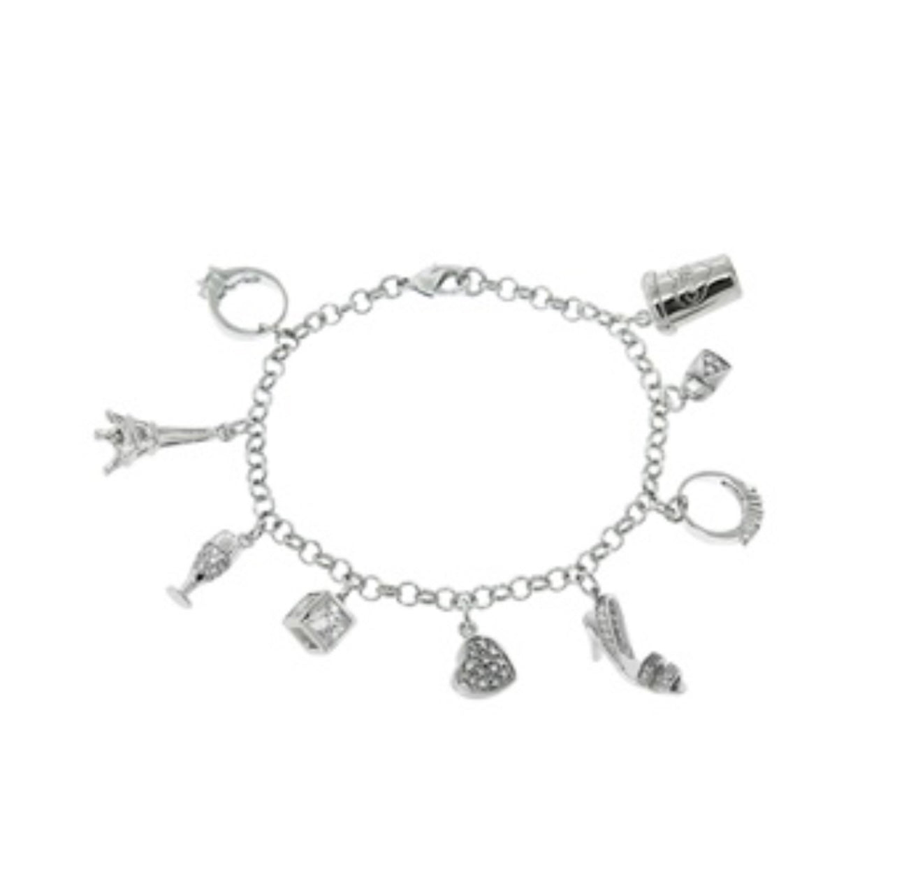 ADIRFINE 18K White Gold Plated Charm Bracelet