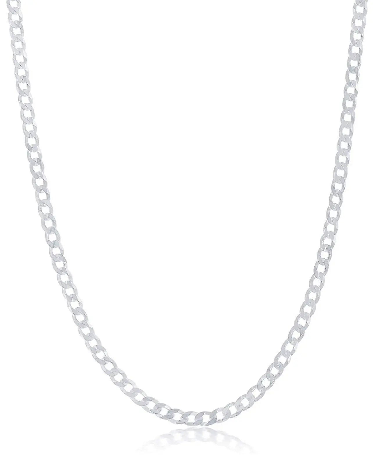 925 Solid Sterling Silver 3.5mm Curb Cuban Link Chain - ADIRFINE 