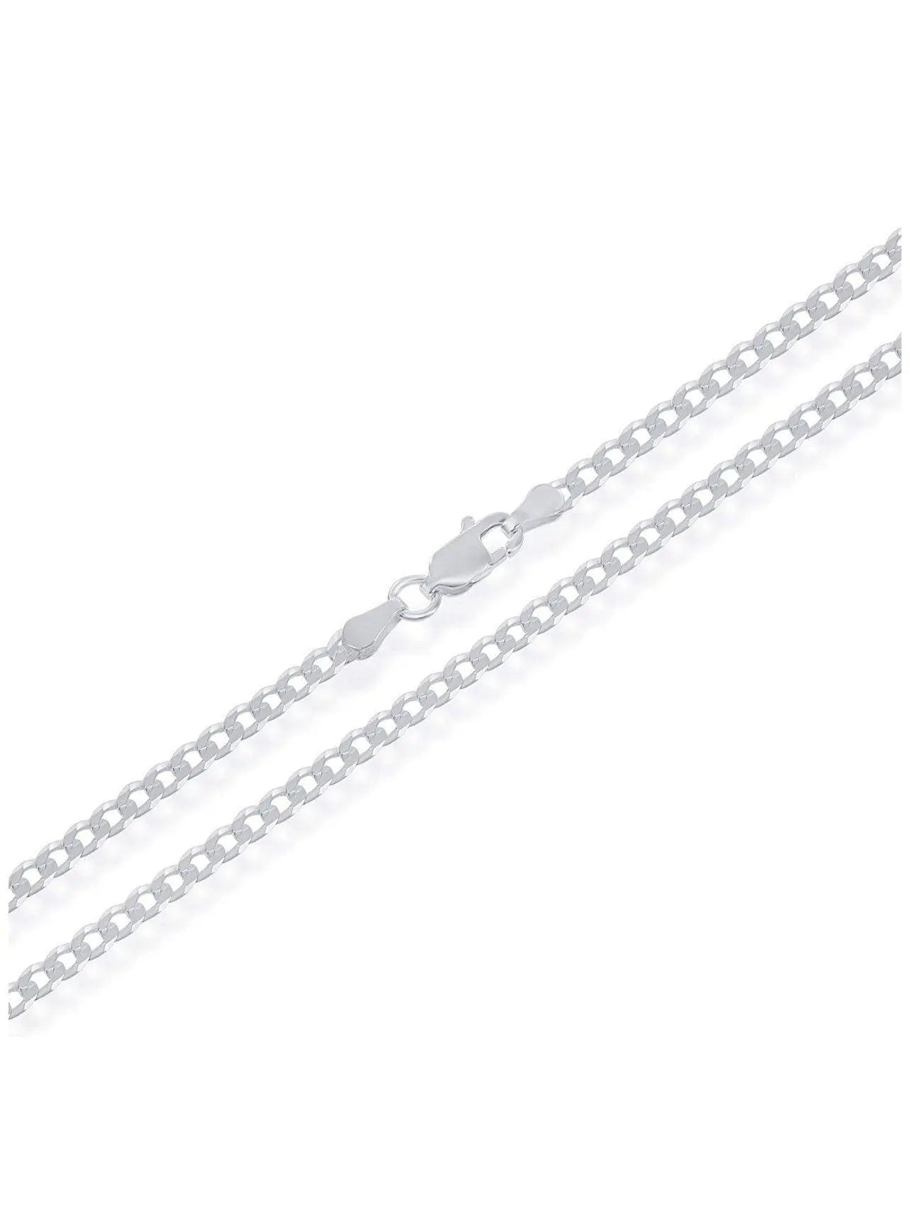 925 Solid Sterling Silver 3.5mm Curb Cuban Link Chain - ADIRFINE 