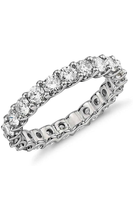 925 Solid Sterling Silver 3.5mm Round Brilliant Cut Cubic Zirconia Eternity Band - ADIRFINE 