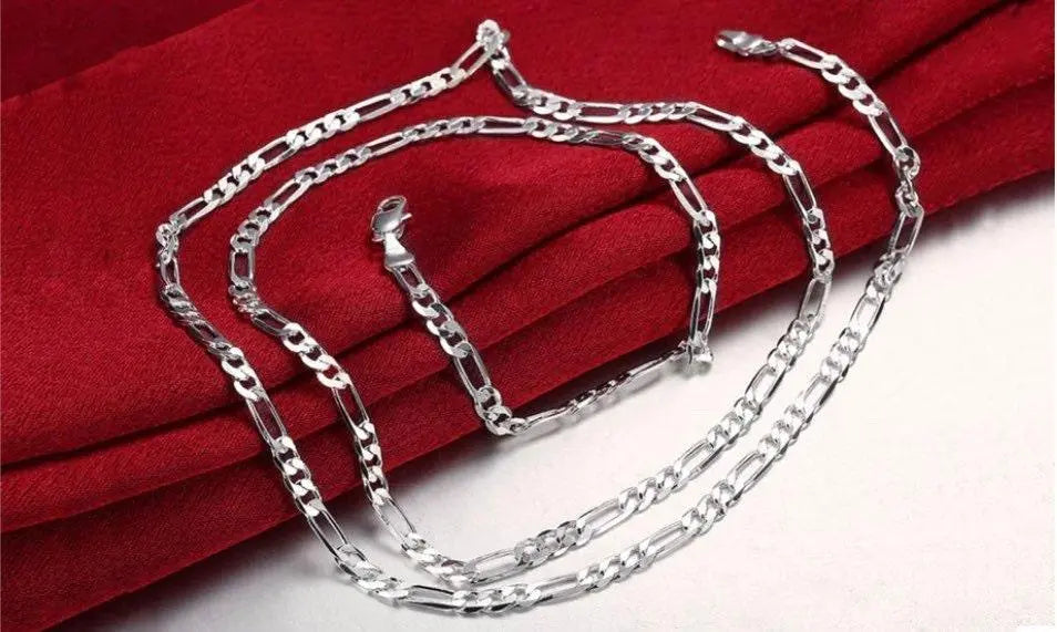 925 Solid Sterling Silver 3mm Figaro Link Chain - ADIRFINE 