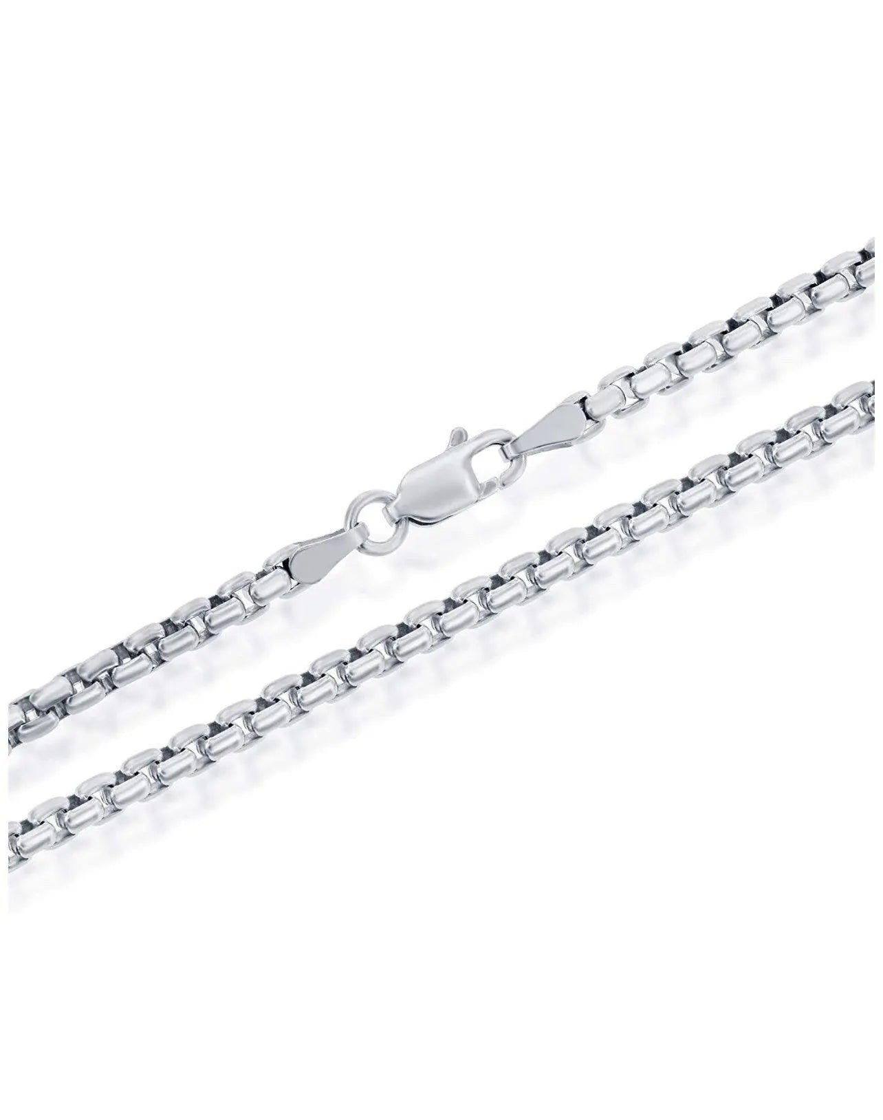 925 Solid Sterling Silver 3mm Round Box Chain - ADIRFINE 