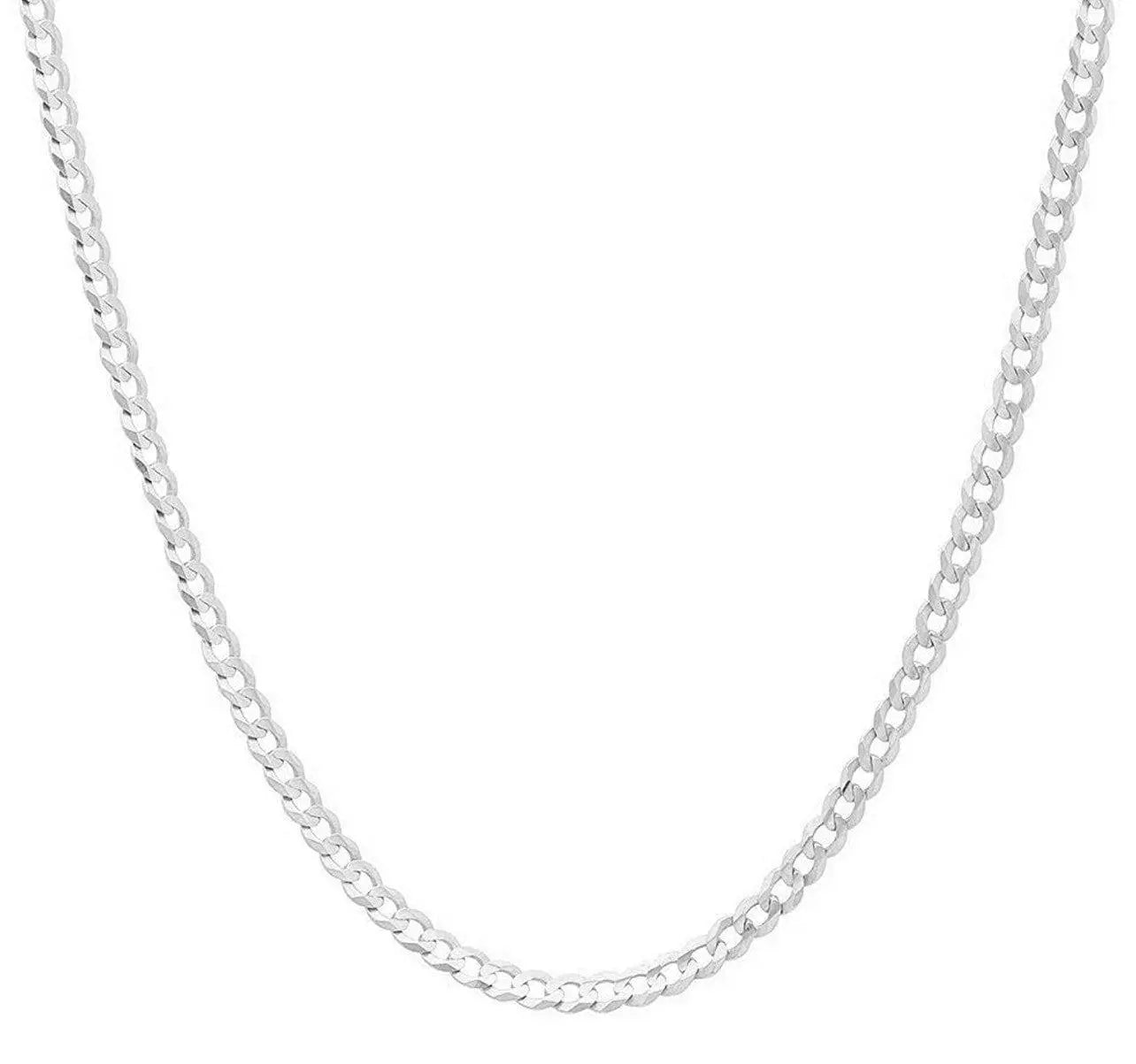 925 Solid Sterling Silver 4mm Curb Cuban Link Chain - ADIRFINE 