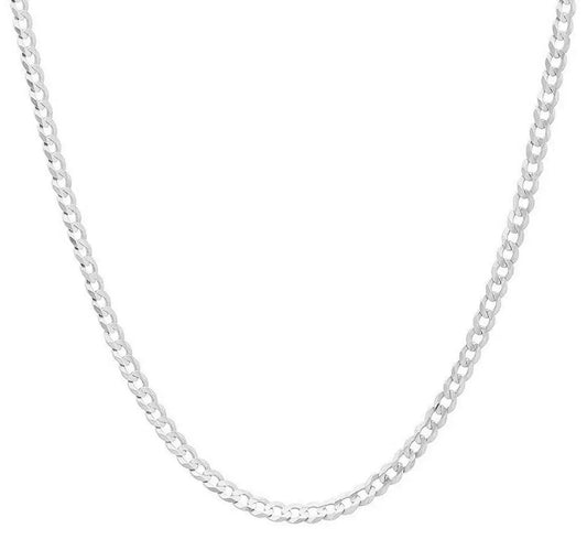 925 Solid Sterling Silver 4mm Curb Cuban Link Chain - ADIRFINE 