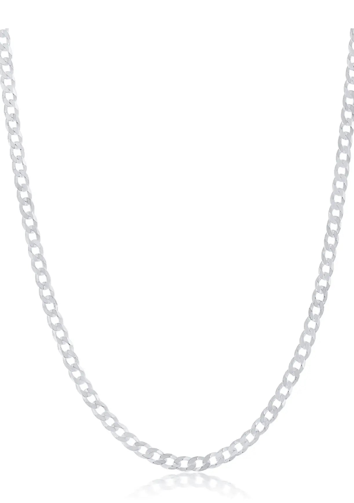 925 Solid Sterling Silver 4mm Curb Cuban Link Chain - ADIRFINE 