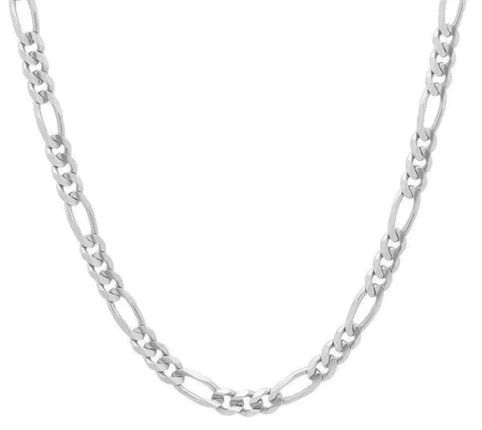 925 Solid Sterling Silver 4MM Figaro Link Chain Necklace - ADIRFINE 