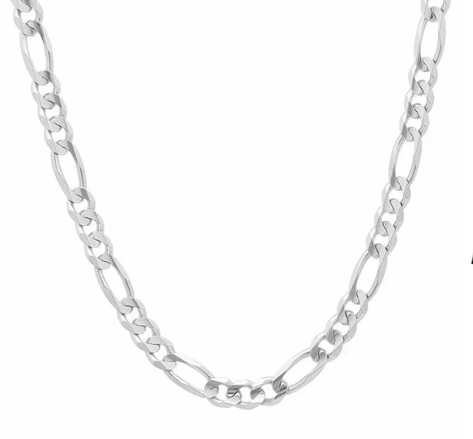 925 Solid Sterling Silver 6mm Figaro Link Chain - ADIRFINE 