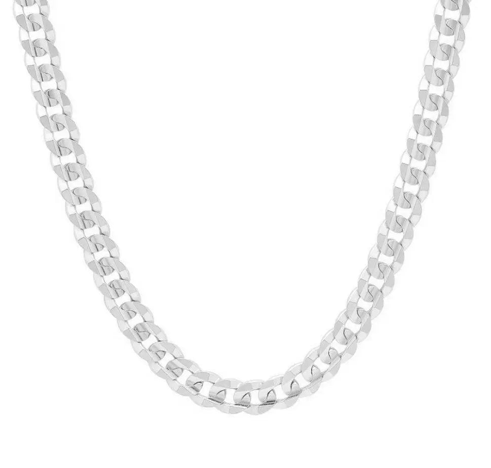 925 Solid Sterling Silver 7mm Curb Cuban Link Chain - ADIRFINE 