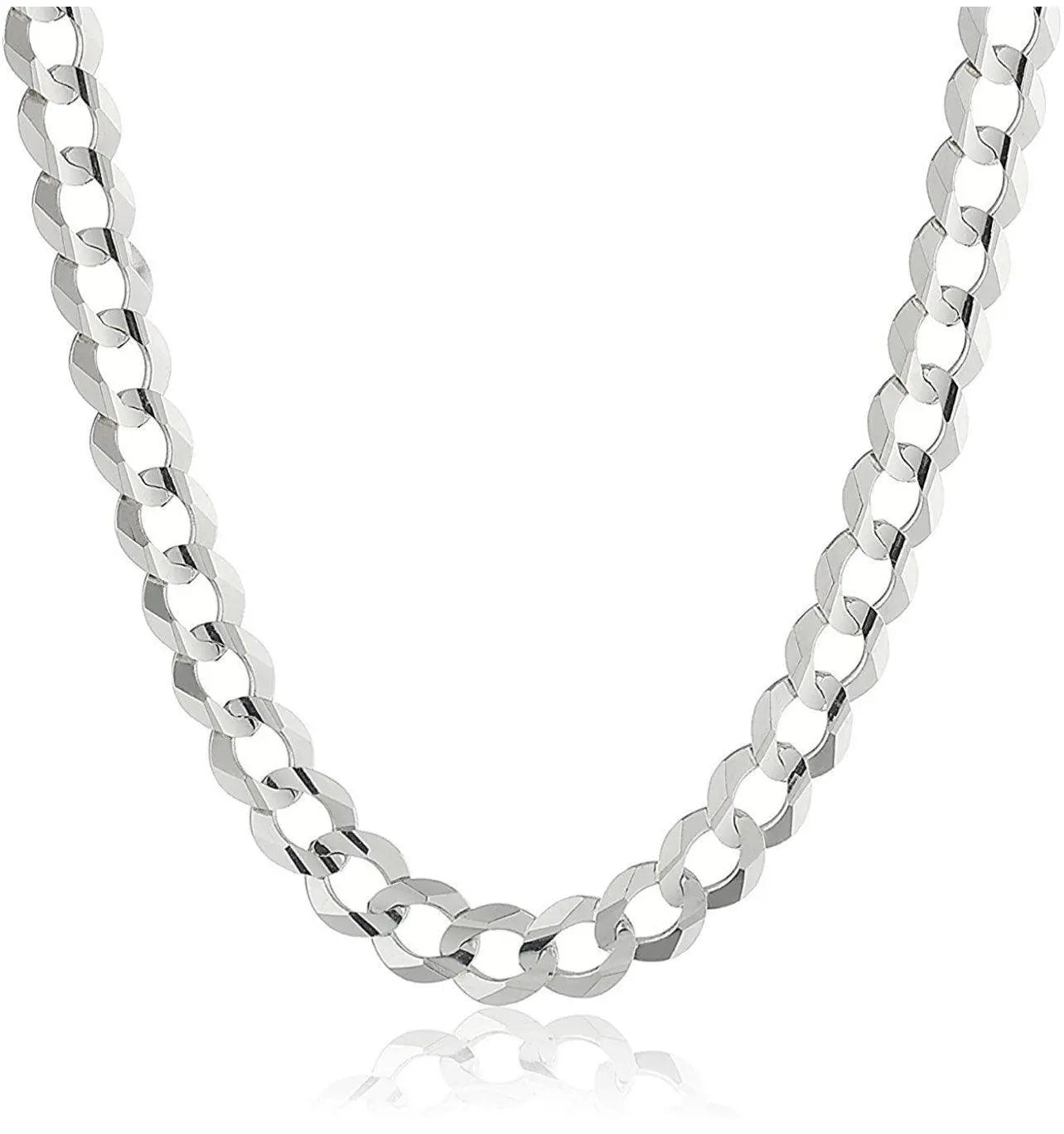 925 Solid Sterling Silver 8mm Curb Cuban Link Chain - ADIRFINE 