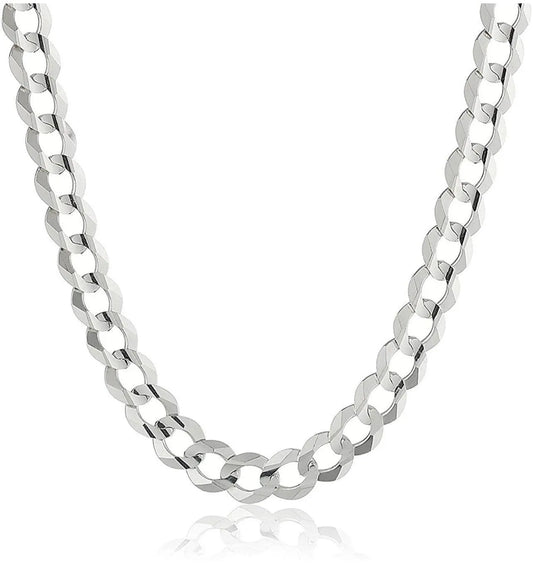 925 Solid Sterling Silver 8mm Curb Cuban Link Chain - ADIRFINE 