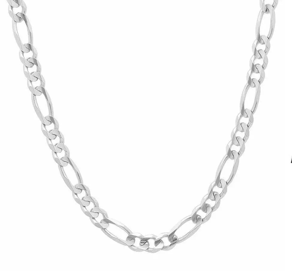 925 Solid Sterling Silver 8mm Figaro Link Chain - ADIRFINE 