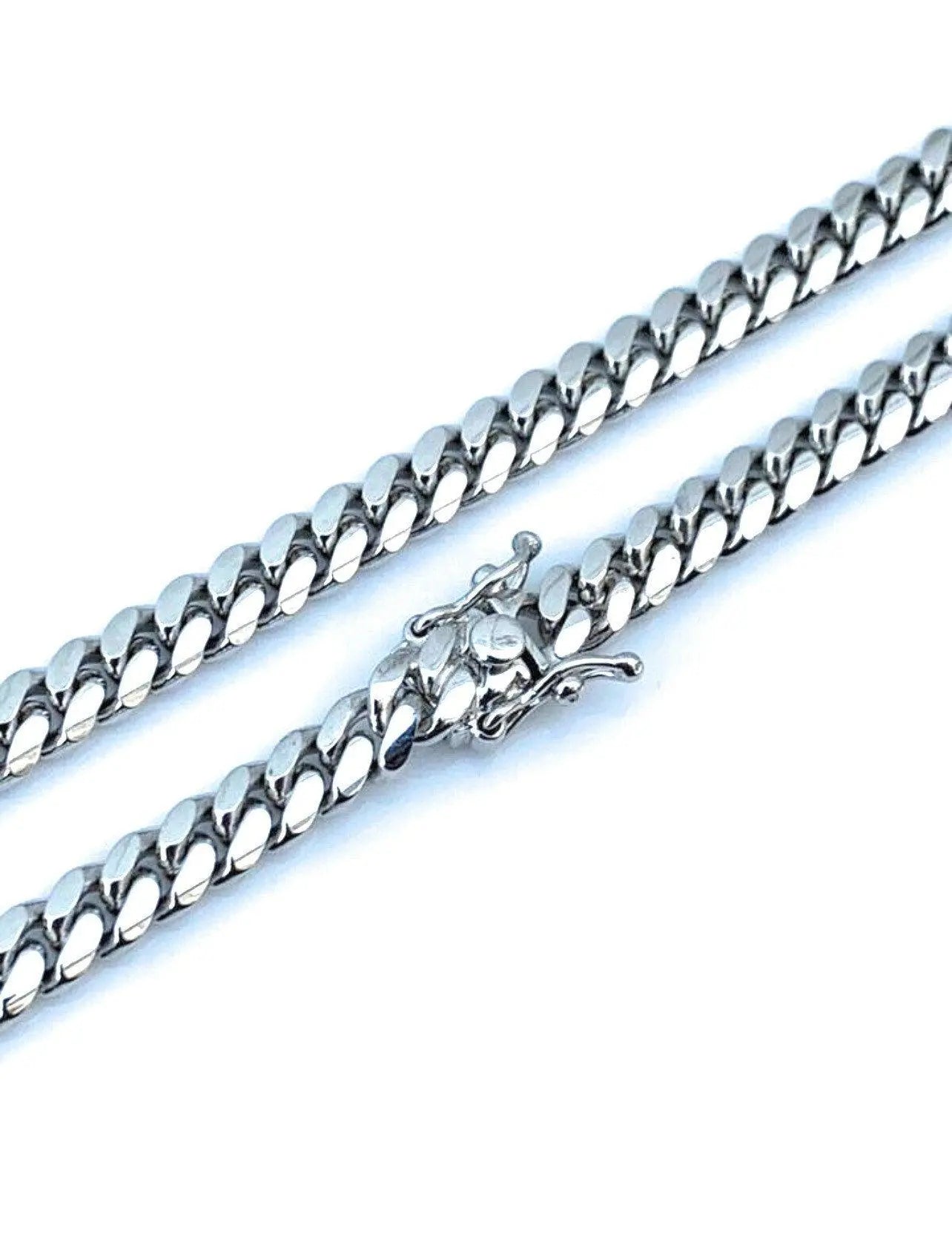 925 Solid Sterling Silver 8mm Miami Cuban Link Chain - ADIRFINE 