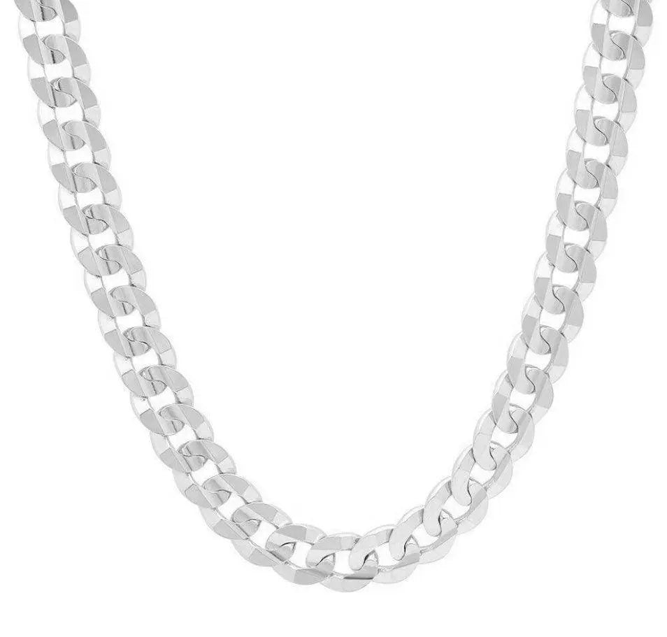 925 Solid Sterling Silver 9mm Curb Cuban Link Chain - ADIRFINE 