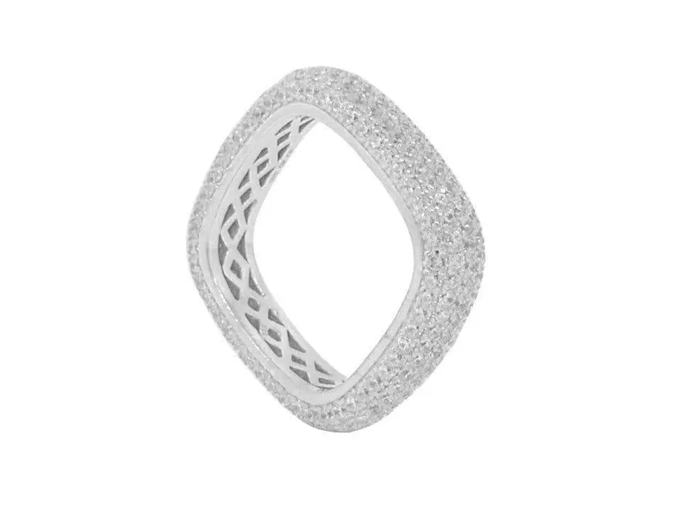 925 Solid Sterling Silver Cubic Zirconia 3MM Square Eternity Band - ADIRFINE 