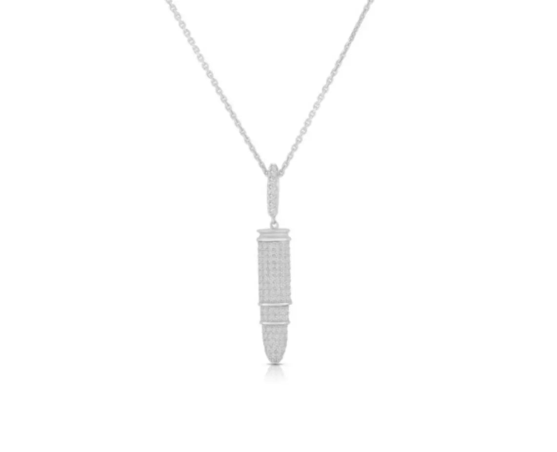 925 Solid Sterling Silver Cubic Zirconia Bullet Charm - ADIRFINE 