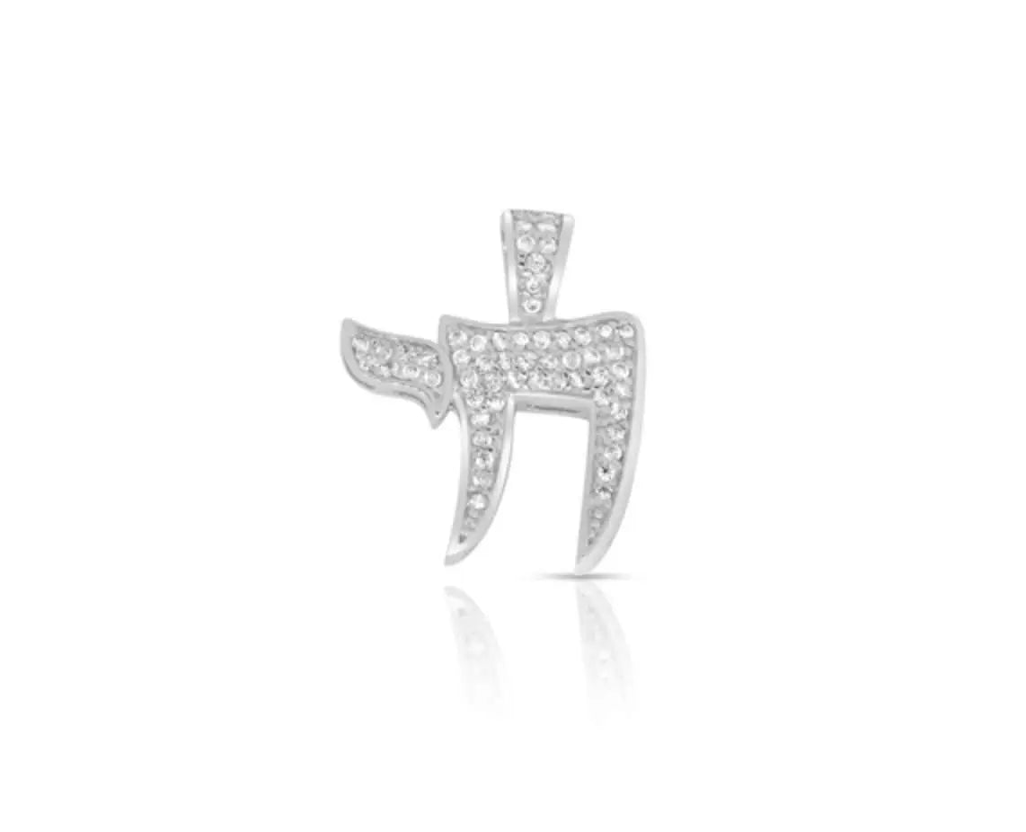 925 Solid Sterling Silver Cubic Zirconia Chai Life Charm - ADIRFINE 