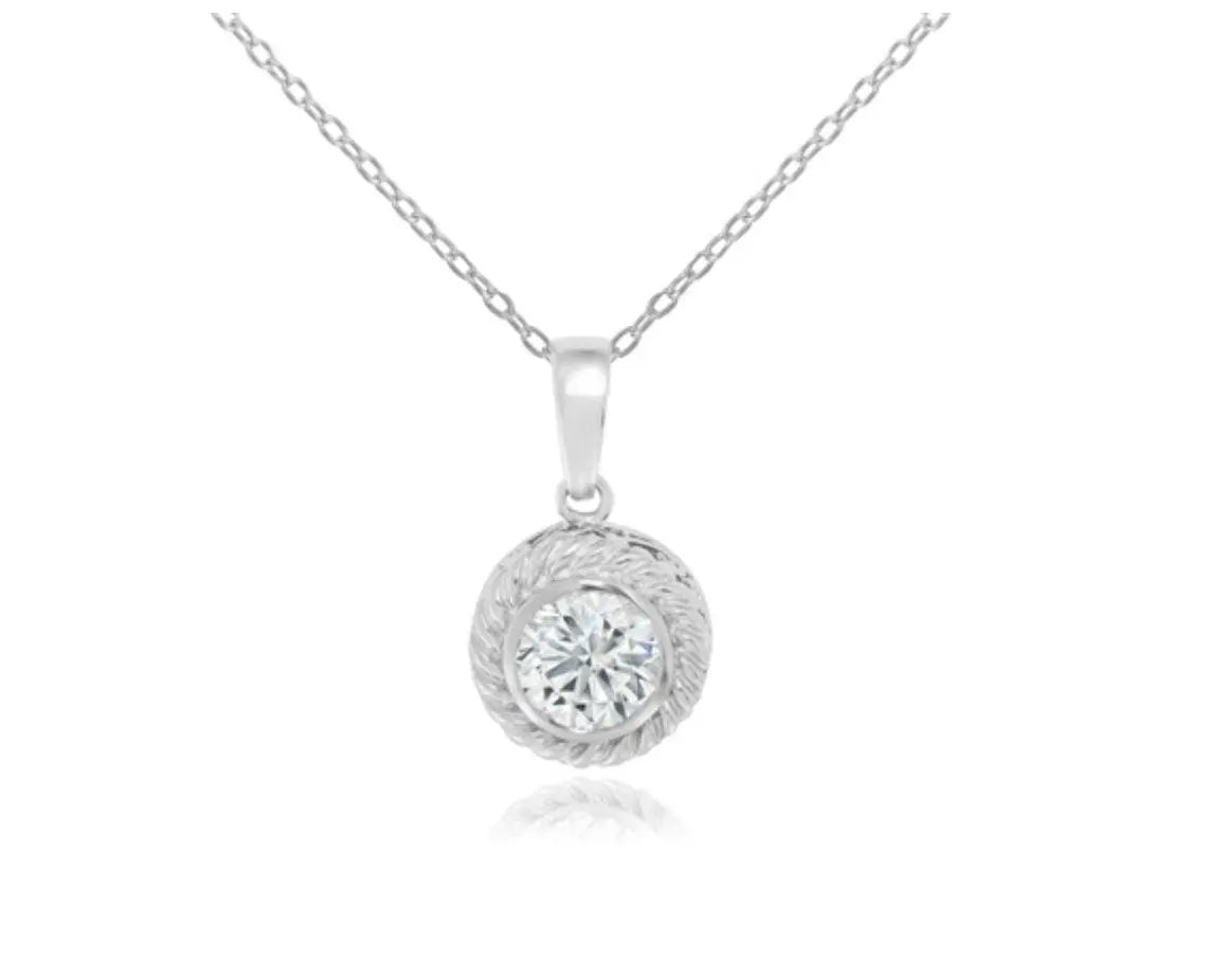 925 Solid Sterling Silver Cubic Zirconia Charm - ADIRFINE 