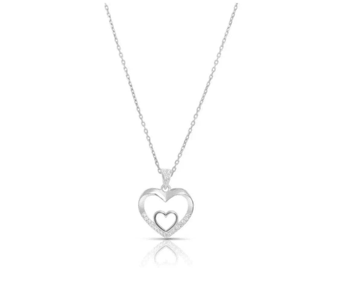 925 Solid Sterling Silver Cubic Zirconia Heart Charm - ADIRFINE 