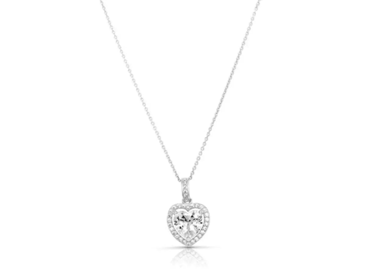 925 Solid Sterling Silver Cubic Zirconia Heart Charm - ADIRFINE 