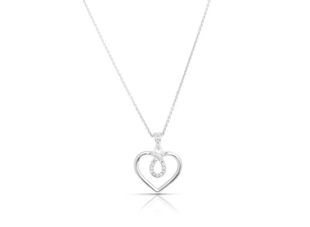 925 Solid Sterling Silver Cubic Zirconia Heart Charm - ADIRFINE 