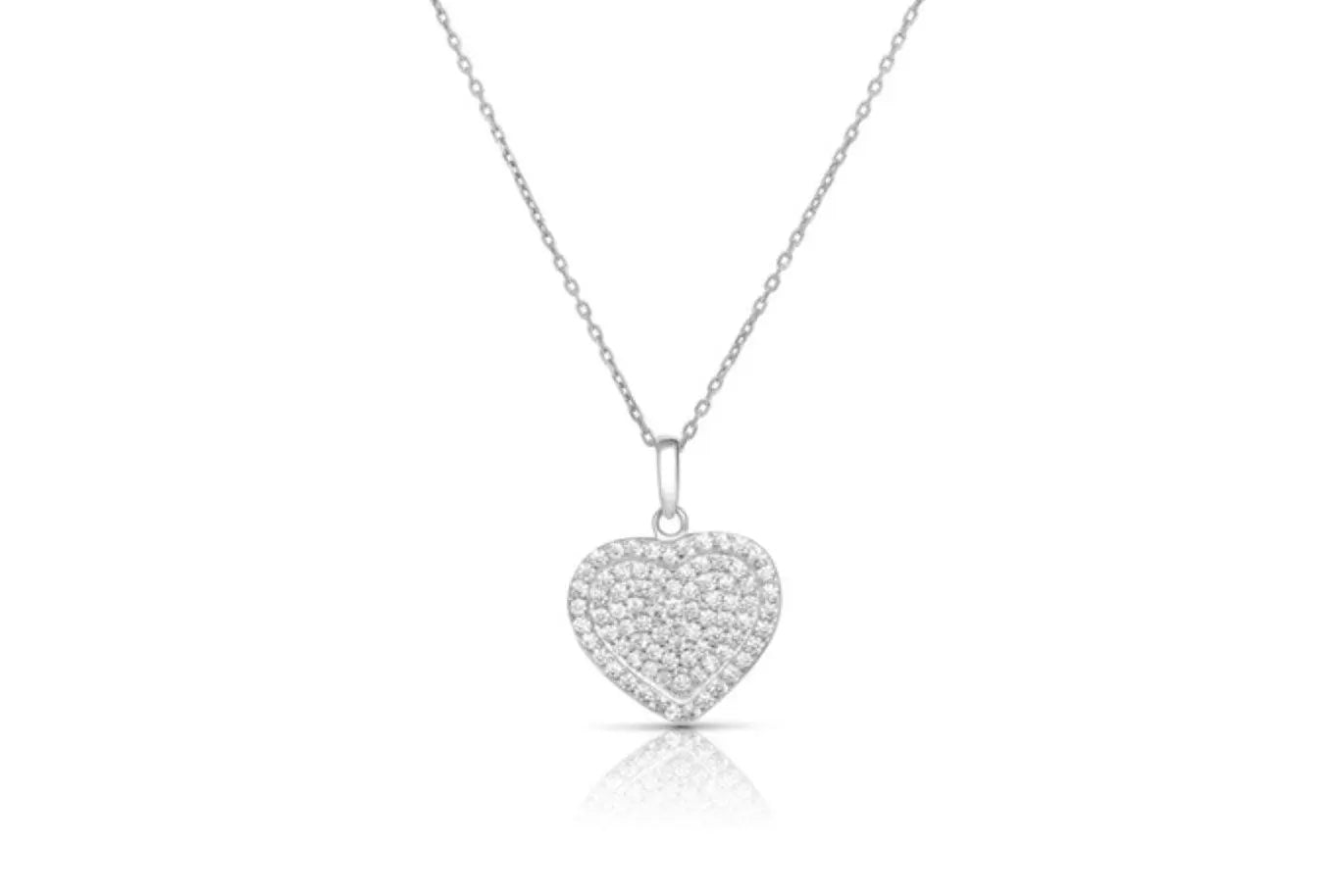 925 Solid Sterling Silver Cubic Zirconia Heart Charm - ADIRFINE 