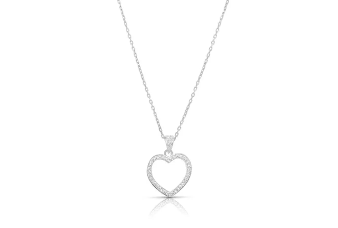 925 Solid Sterling Silver Cubic Zirconia Heart Charm - ADIRFINE 