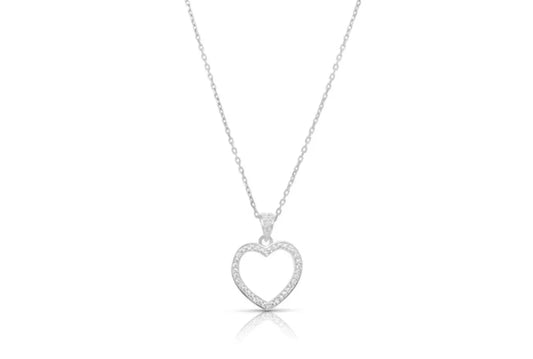 925 Solid Sterling Silver Cubic Zirconia Heart Charm - ADIRFINE 