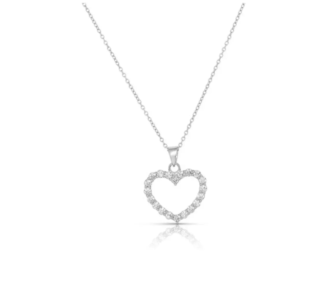 925 Solid Sterling Silver Cubic Zirconia Heart Charm - ADIRFINE 