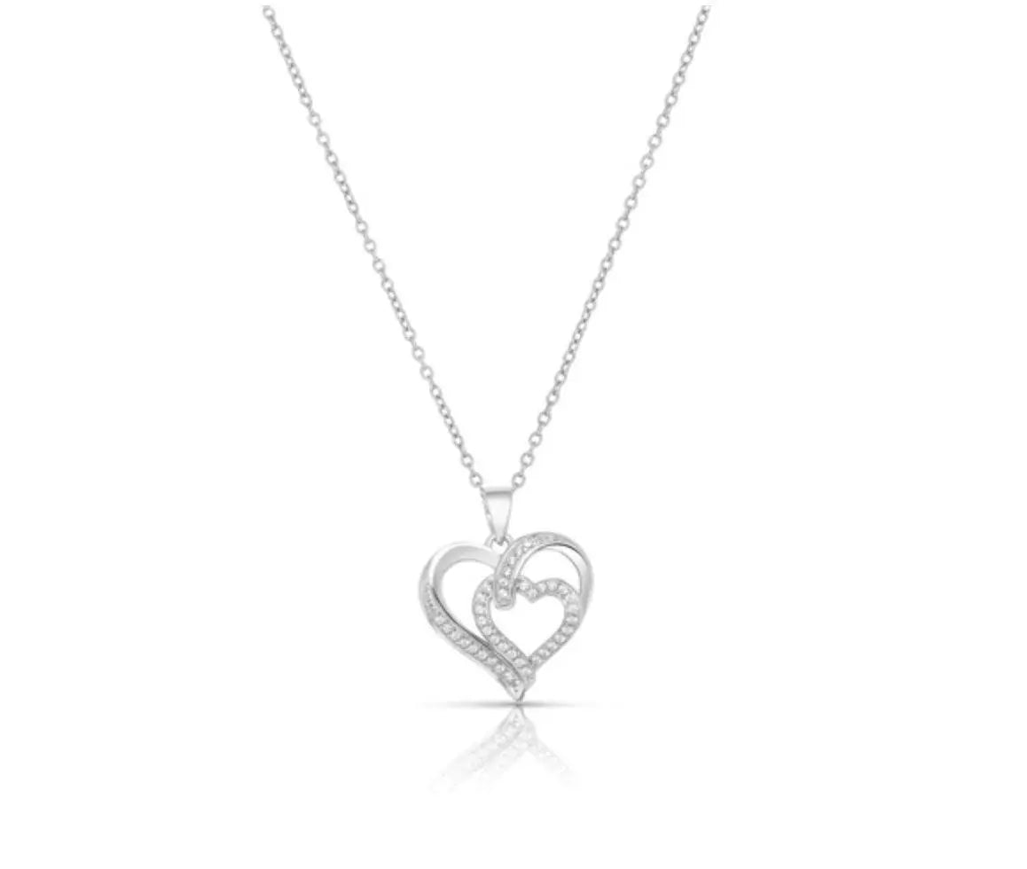 925 Solid Sterling Silver Cubic Zirconia Heart Charm - ADIRFINE 