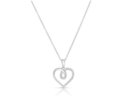 925 Solid Sterling Silver Cubic Zirconia Heart Charm - ADIRFINE 