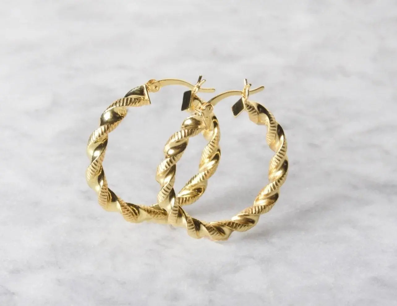 925 Solid Sterling Silver Twist Hoop Earrings - ADIRFINE 