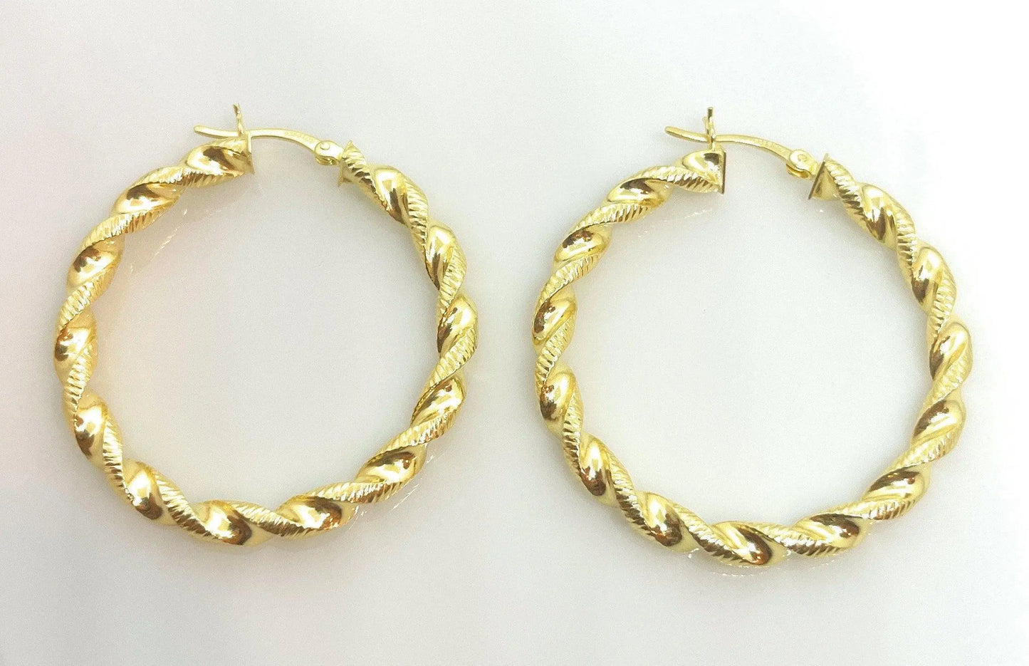 925 Solid Sterling Silver Twist Hoop Earrings - ADIRFINE 