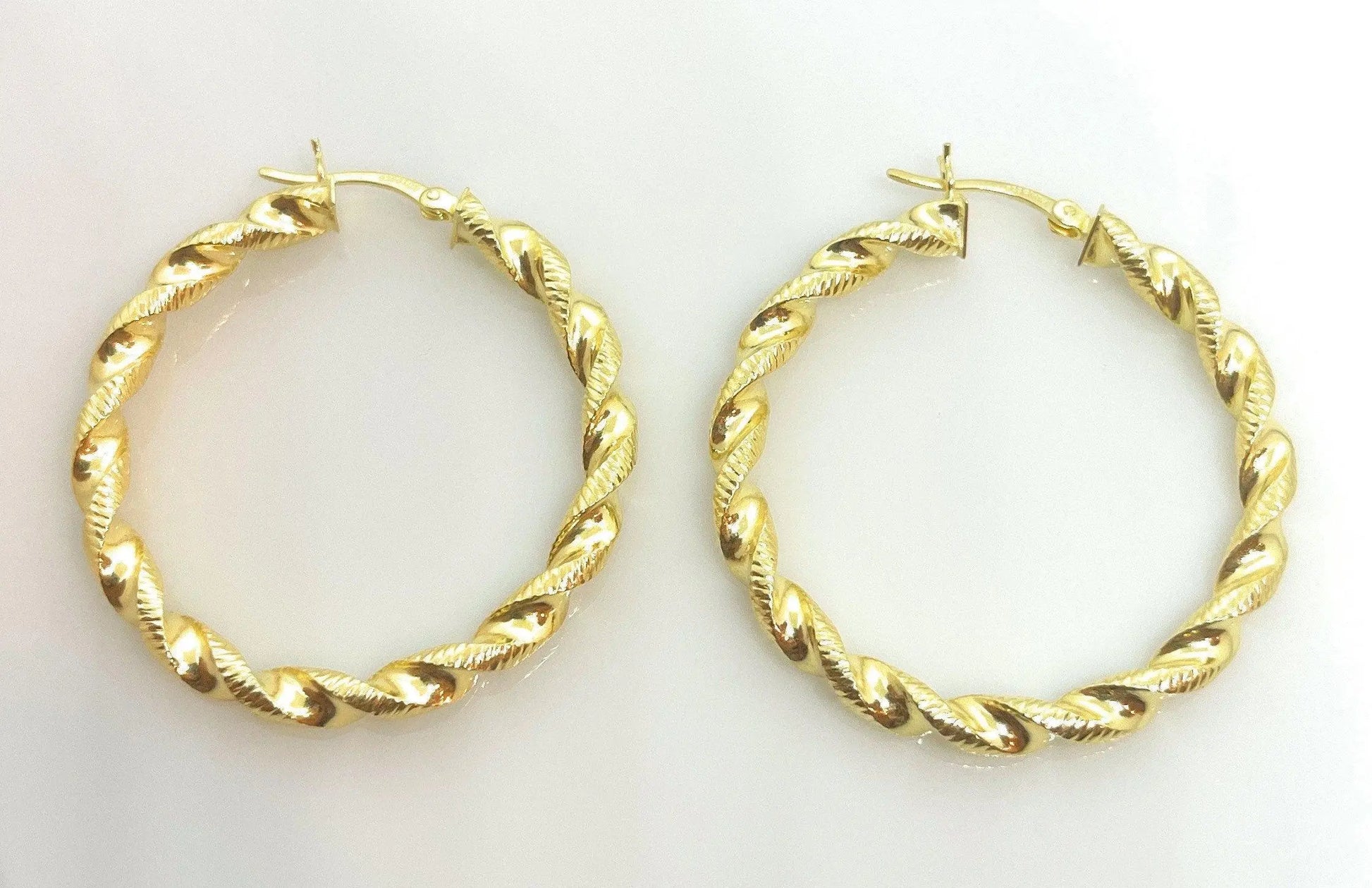 925 Solid Sterling Silver Twist Hoop Earrings - ADIRFINE 