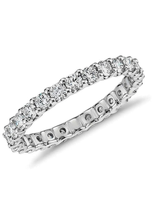 925 Sterling Silver 2.5MM Round Brilliant Cut Cubic Zirconia Eternity wedding Band - ADIRFINE 