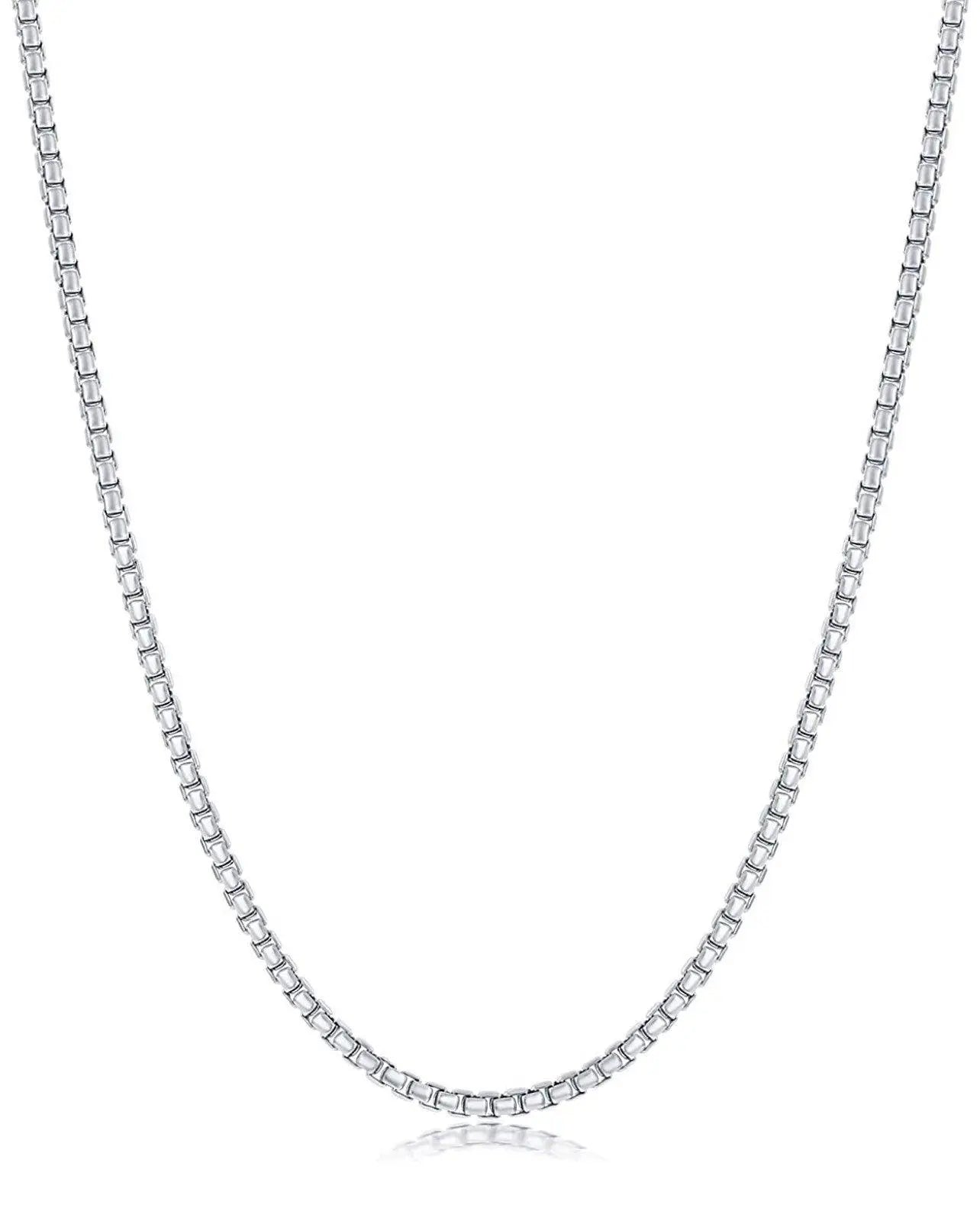 925 Sterling Silver 2mm Round Box Chain | Solid Silver Round Box Necklace - ADIRFINE 