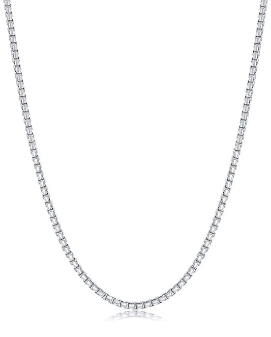 925 Sterling Silver 2mm Round Box Chain | Solid Silver Round Box Necklace - ADIRFINE 