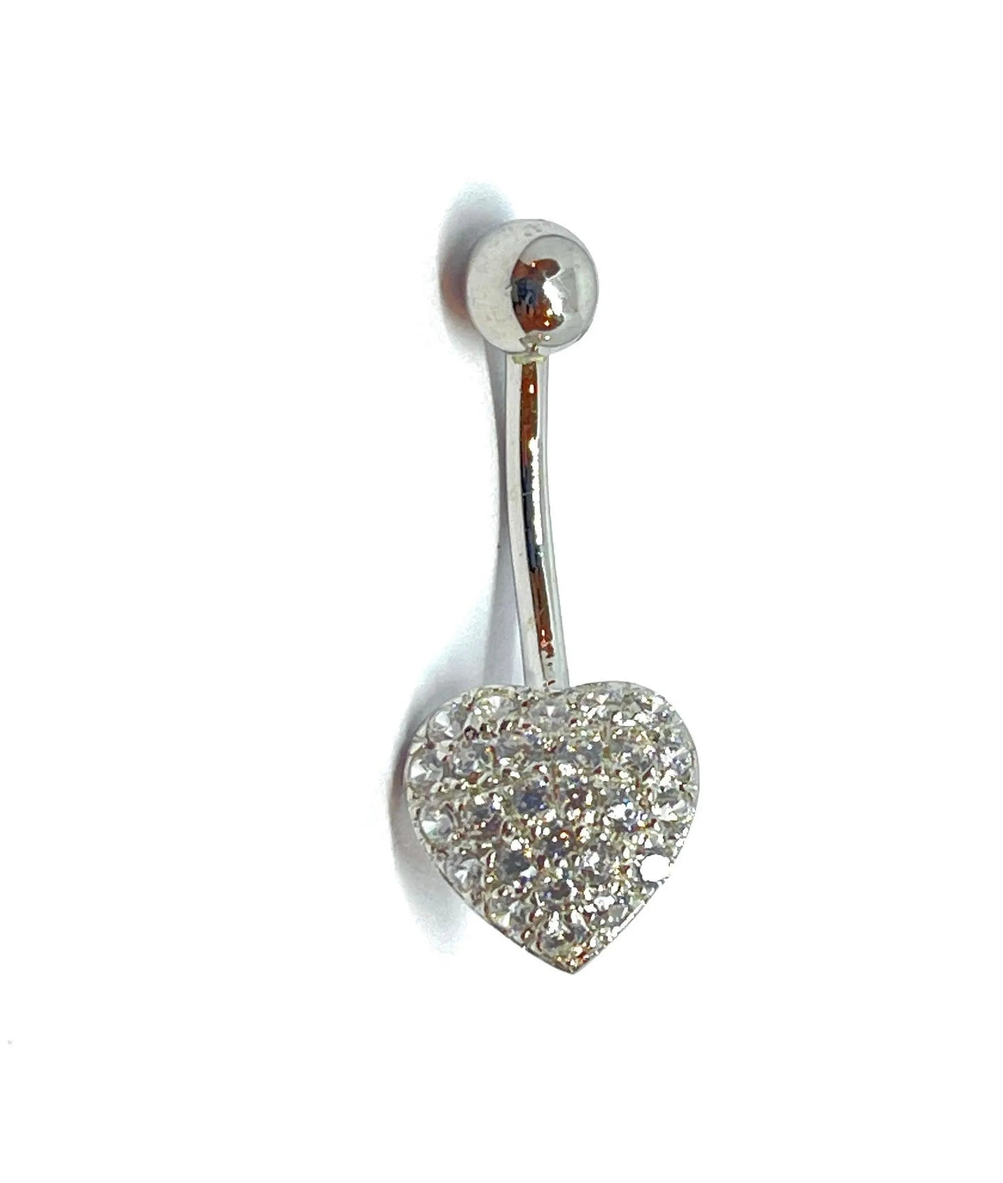 925 Sterling Silver Banana Bar Heart Belly Button Ring - ADIRFINE 