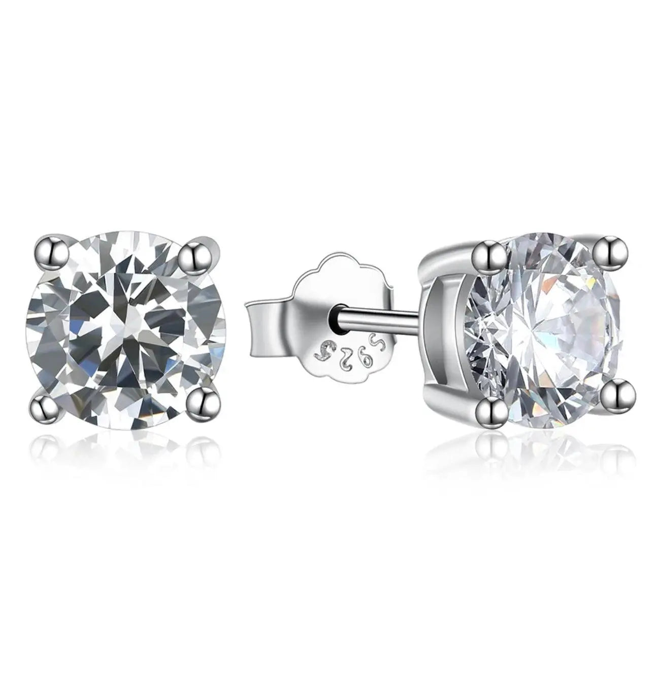 925 Sterling Silver Brilliant Round Cubic Zirconia Stud Earrings - ADIRFINE 